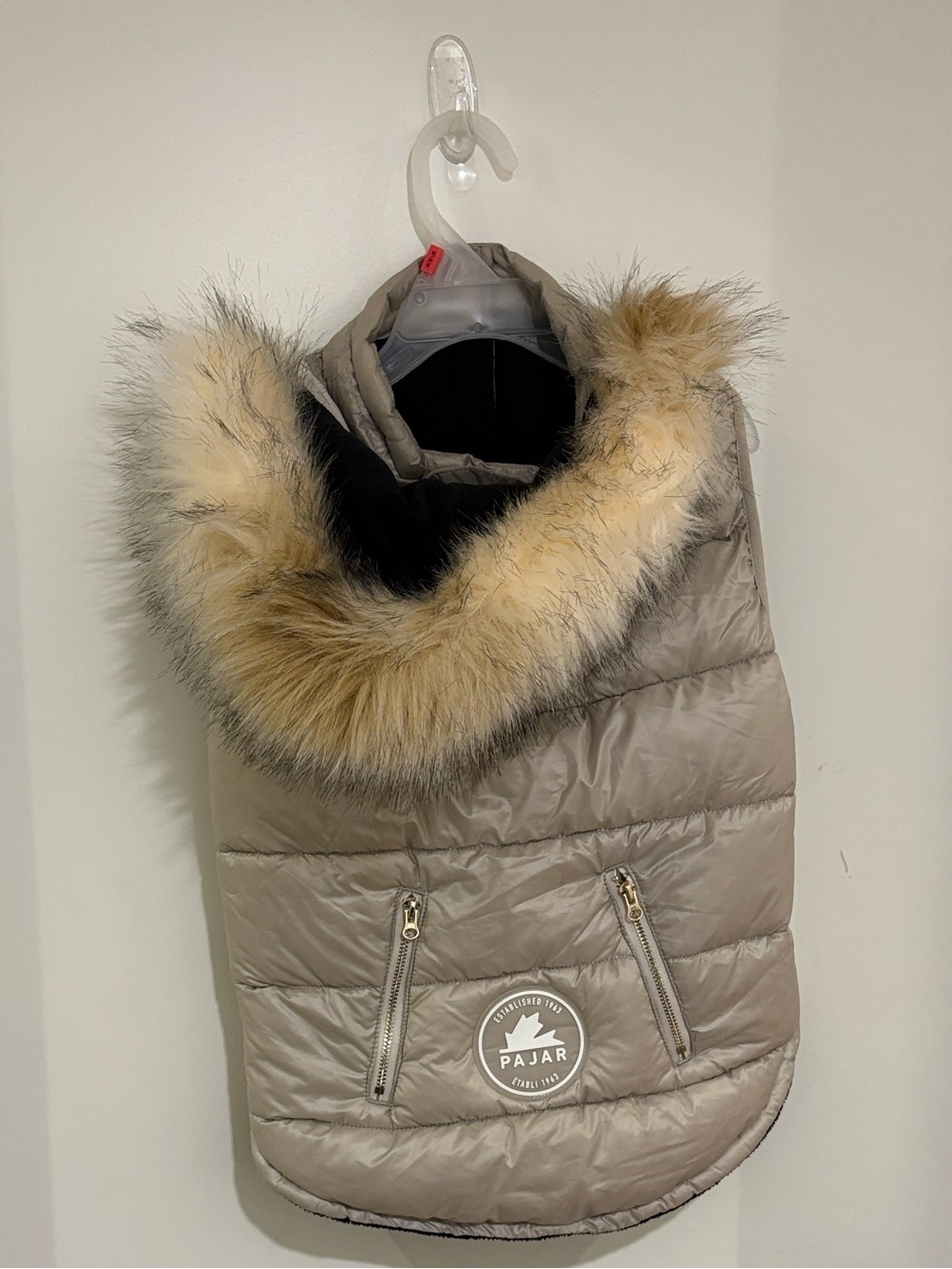 Pajar Dog Coat with Faux Fur Hood